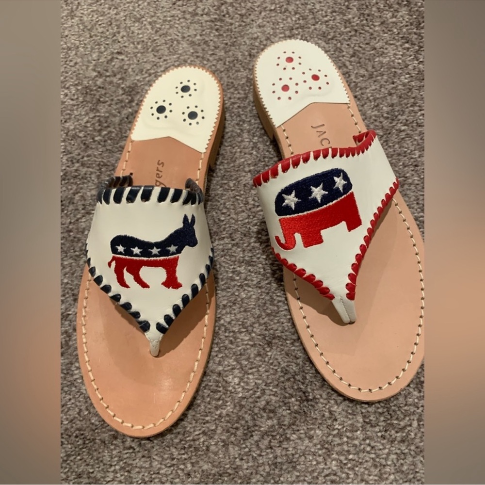 Jack Rogers Democratic Republican sandals DISCONTINUED Size 9 Rare